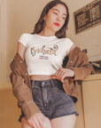 Bachata Lover Text Cherry Red & White Crop Top