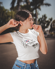 Bachatera Text with flag White Crop Top