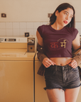 Karm Hinglish Text Cherry Red Crop Top