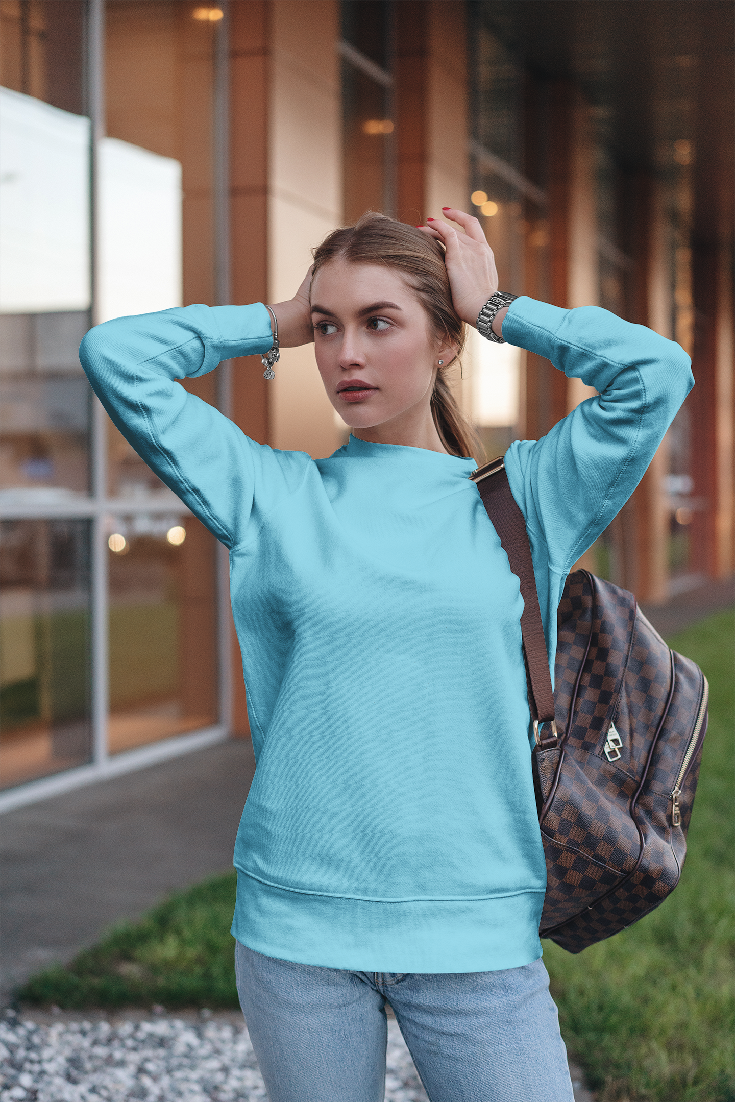 Ice Blue Sweatshirt (Unisex) Pure Cotton 380 GSM Winter Wear