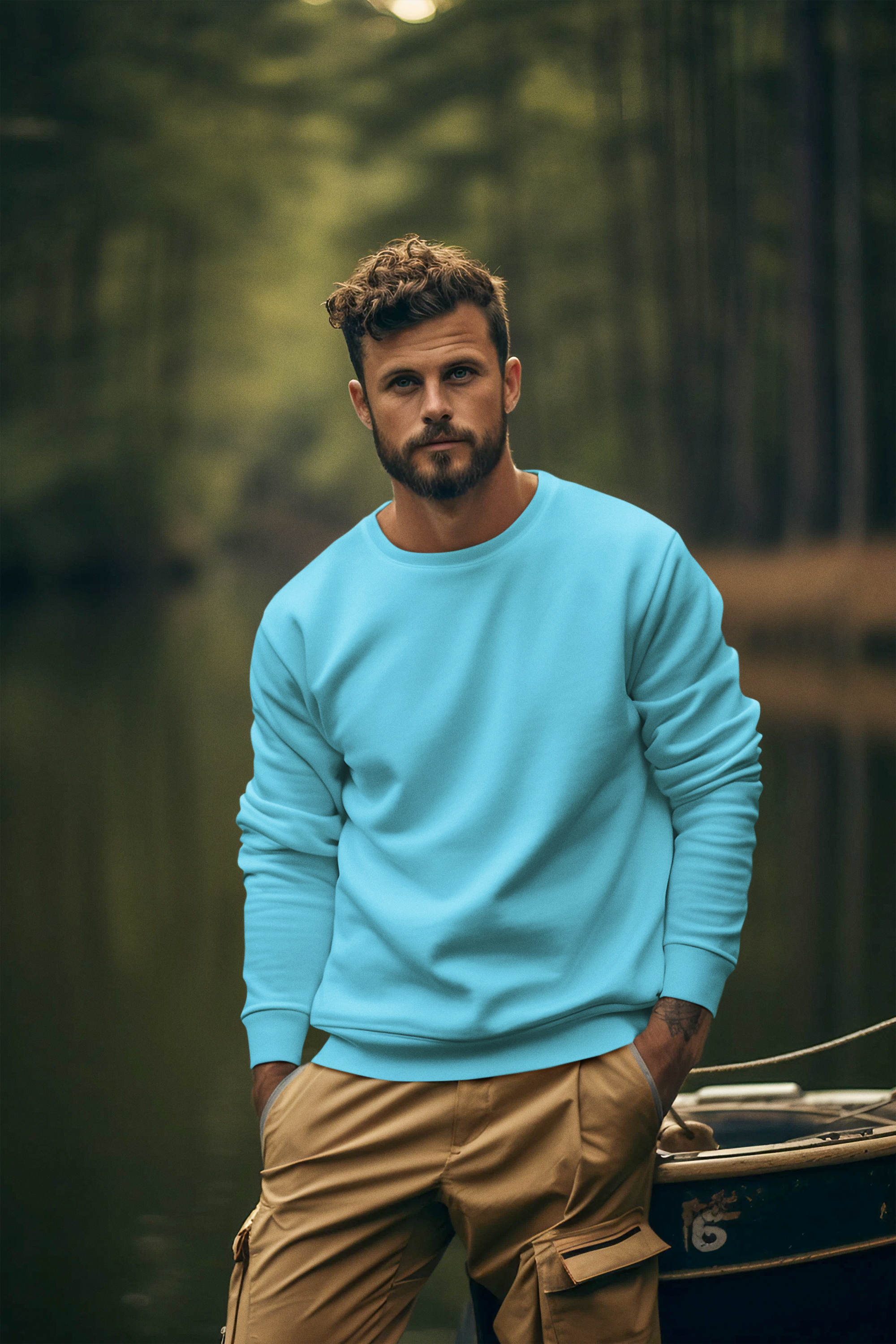 Ice Blue Sweatshirt (Unisex) Pure Cotton 380 GSM Winter Wear