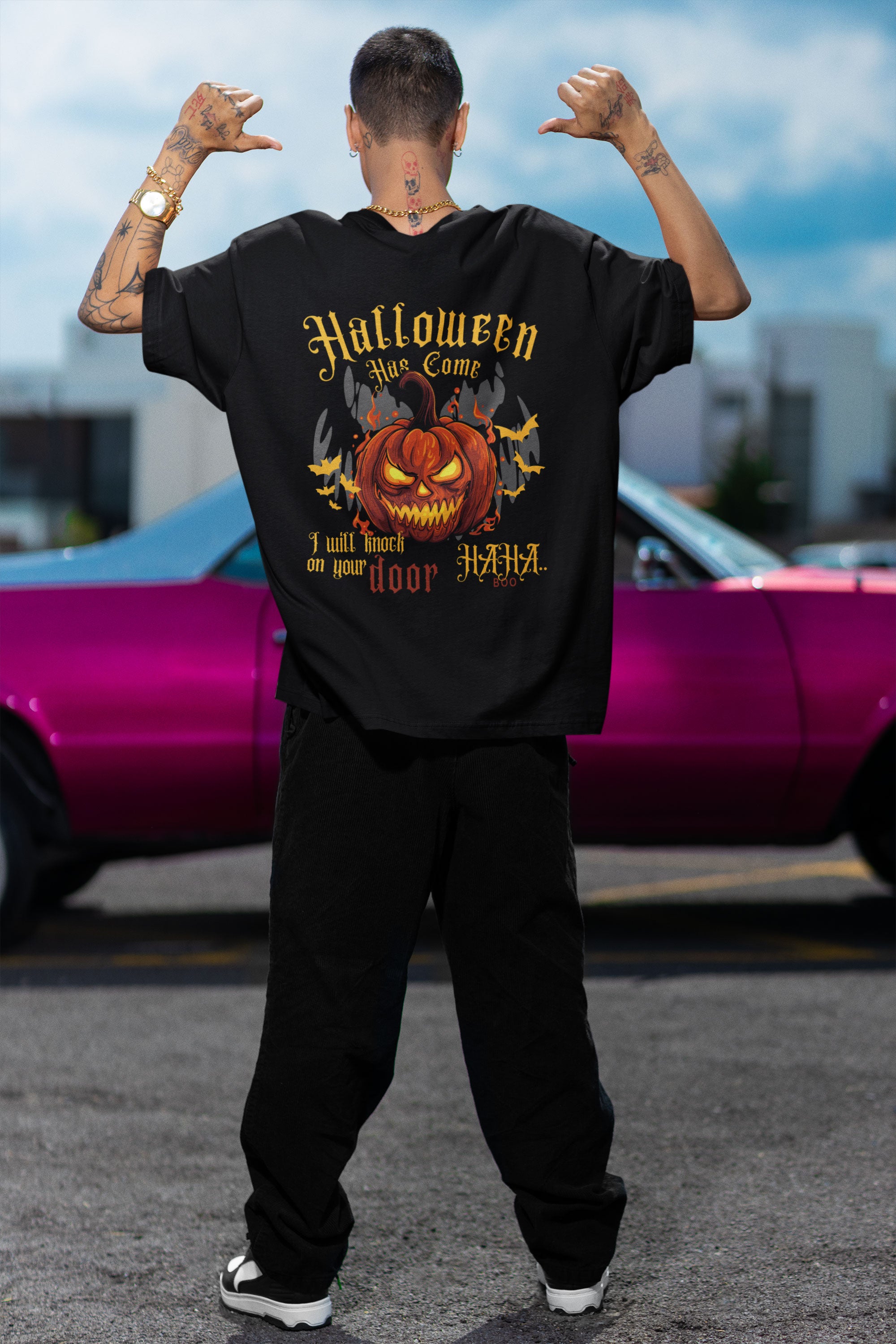 Halloween Special Evil Pumpkin Unisex T-Shirt (Oversized)