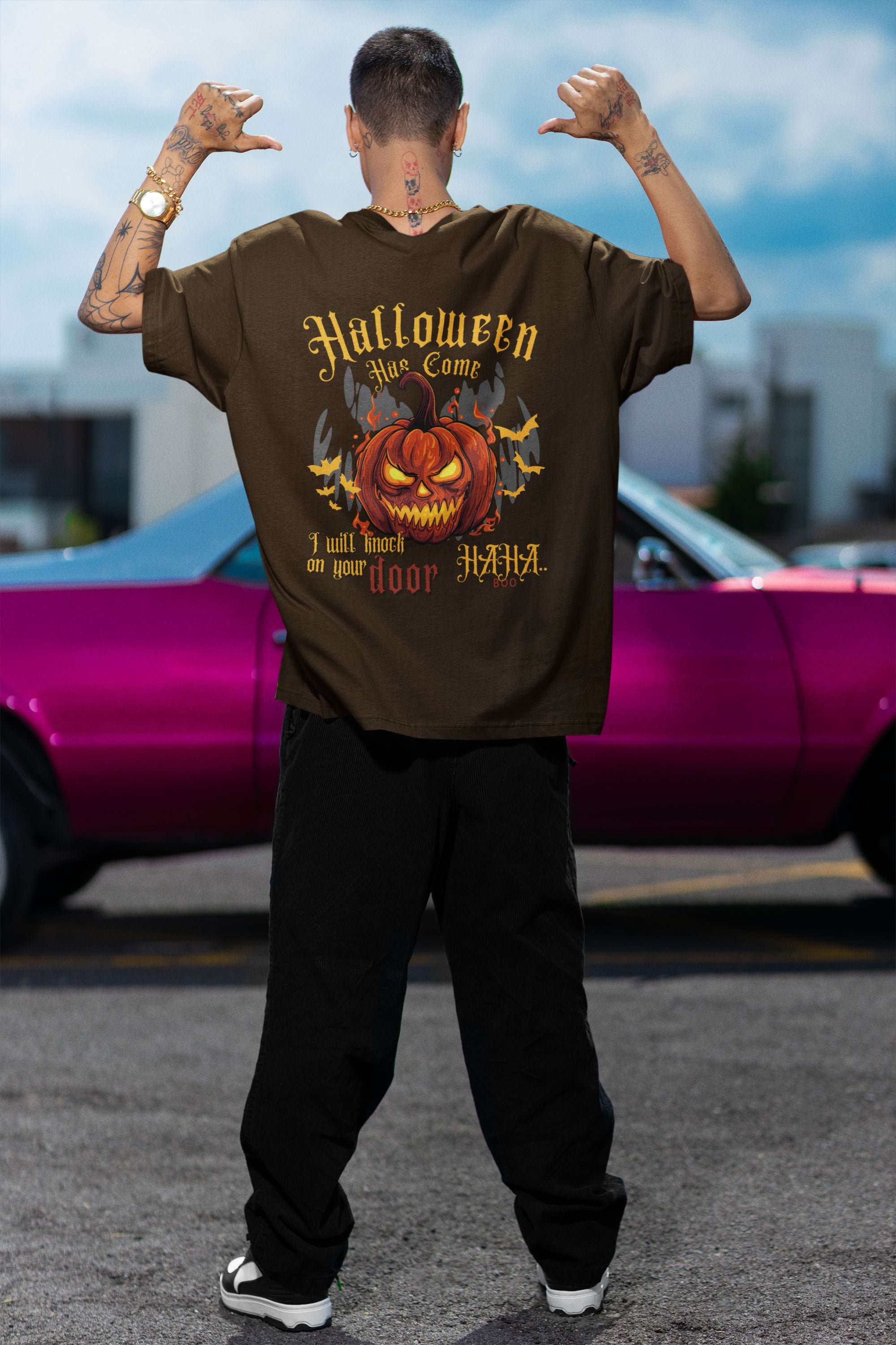 Halloween Special Evil Pumpkin Unisex T-Shirt (Oversized)