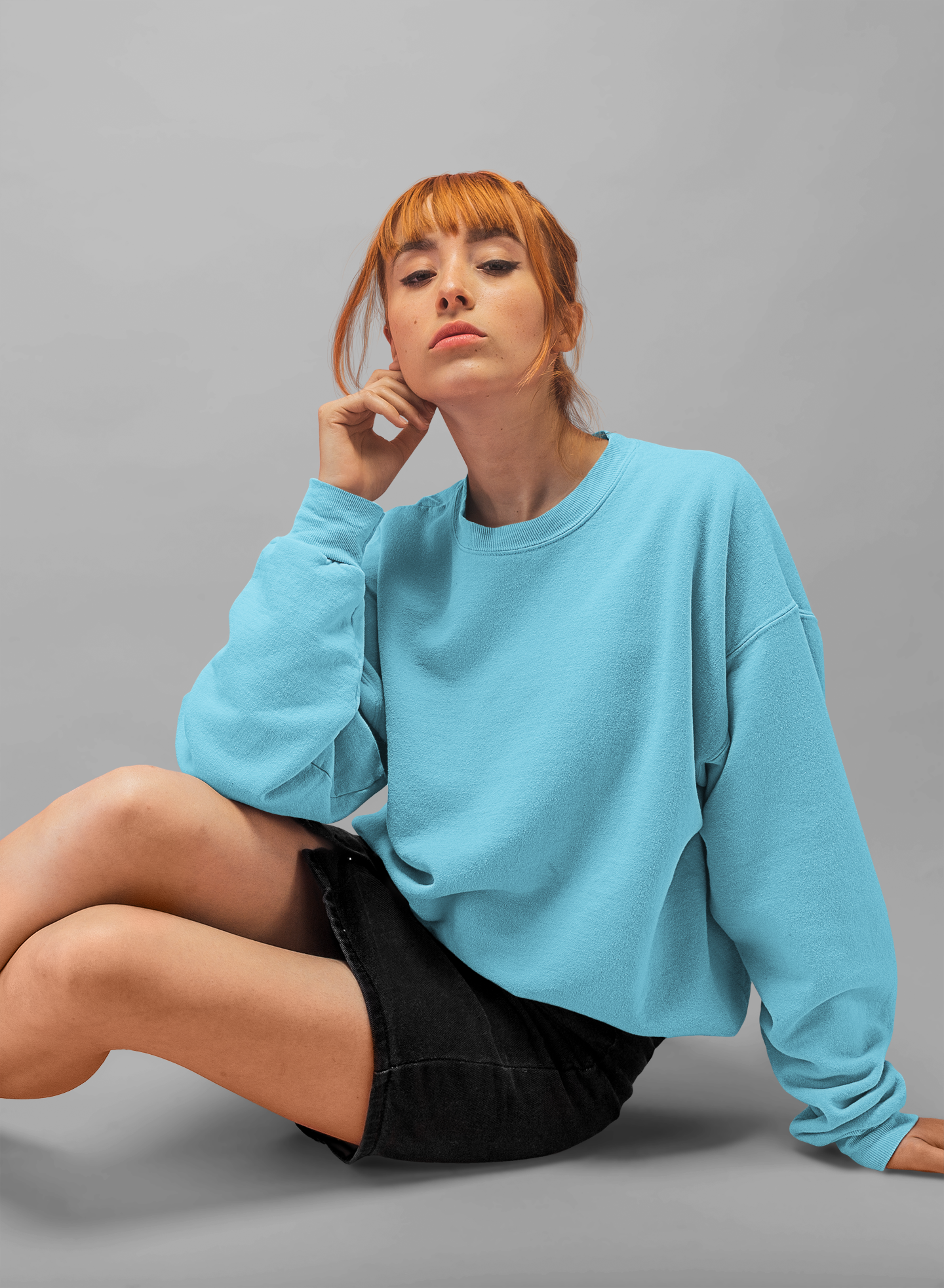 Ice Blue Sweatshirt (Unisex) Pure Cotton 380 GSM Winter Wear