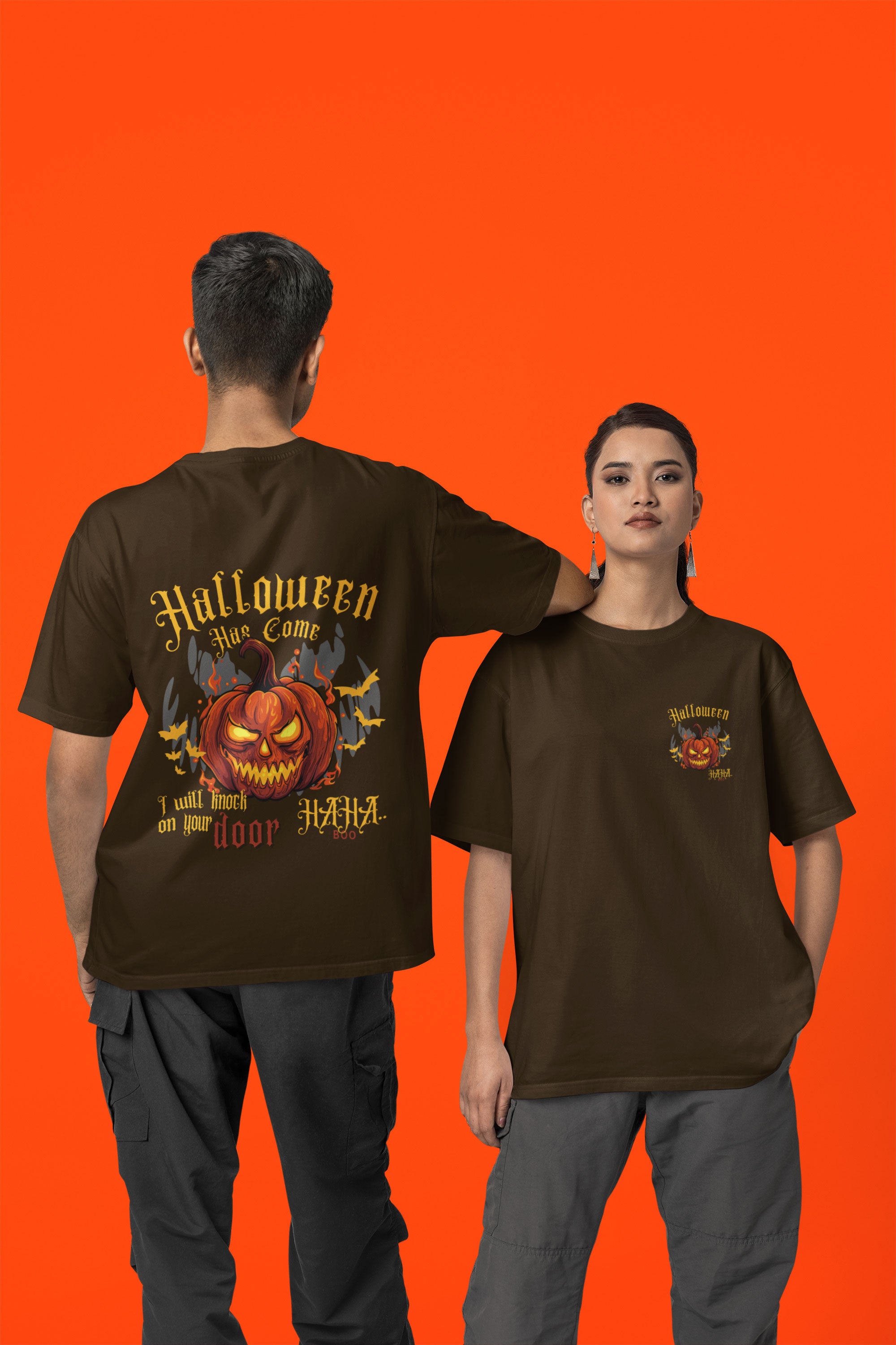 Halloween Special Evil Pumpkin Unisex T-Shirt (Oversized)