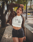 Bachatera Text with flag White Crop Top