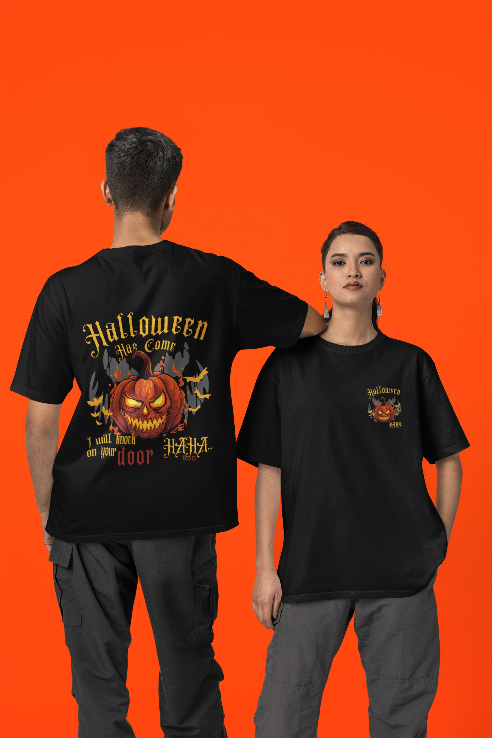 Halloween Special Evil Pumpkin Unisex T-Shirt (Oversized)