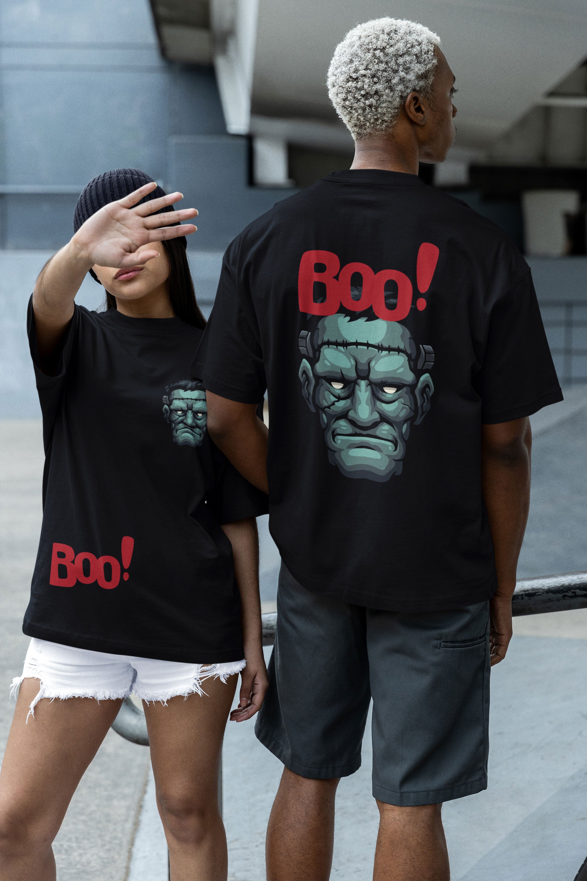 Frankenstein Boo! Unisex T-Shirt (Oversized)