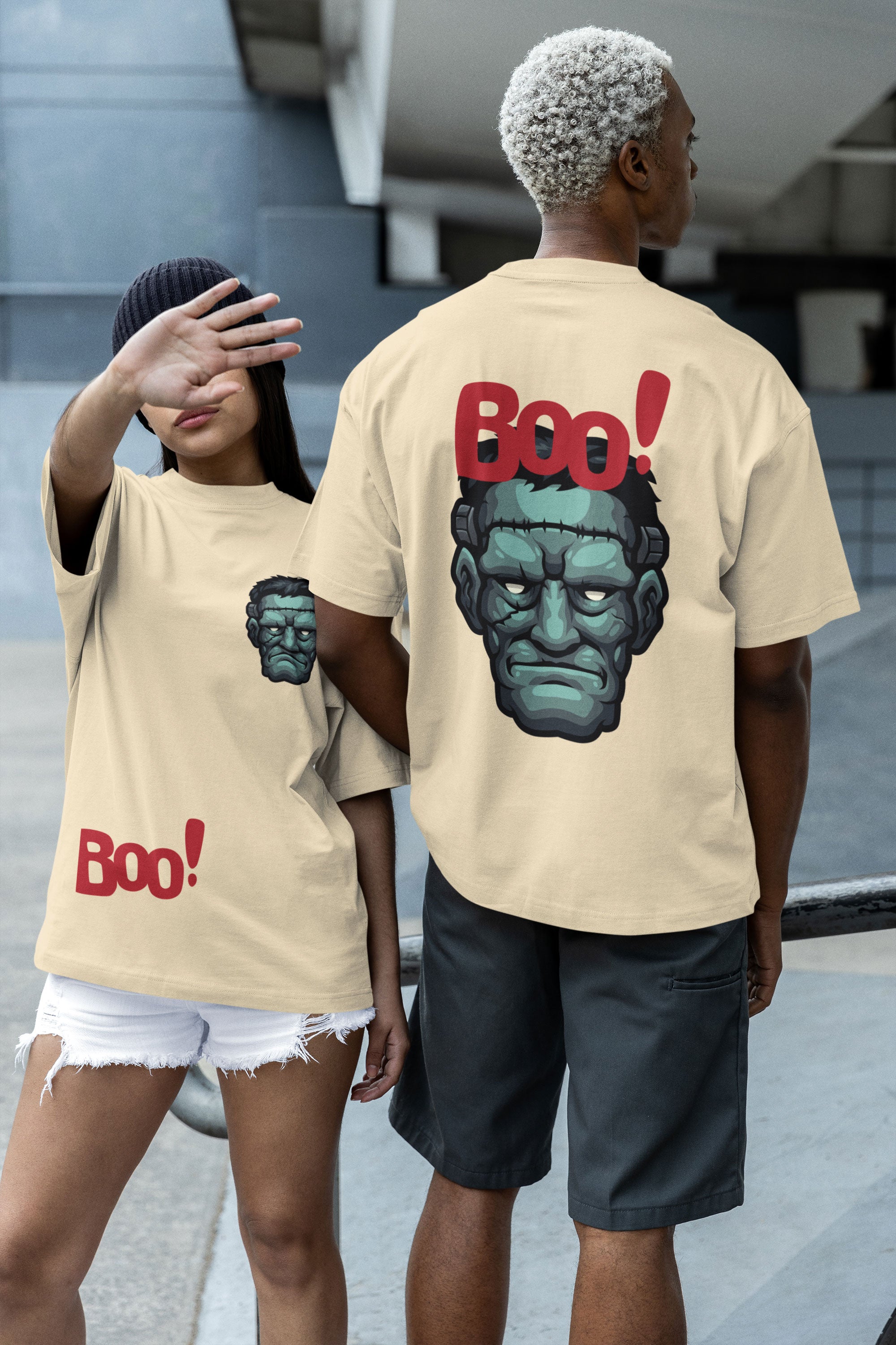 Frankenstein Boo! Unisex T-Shirt (Oversized)