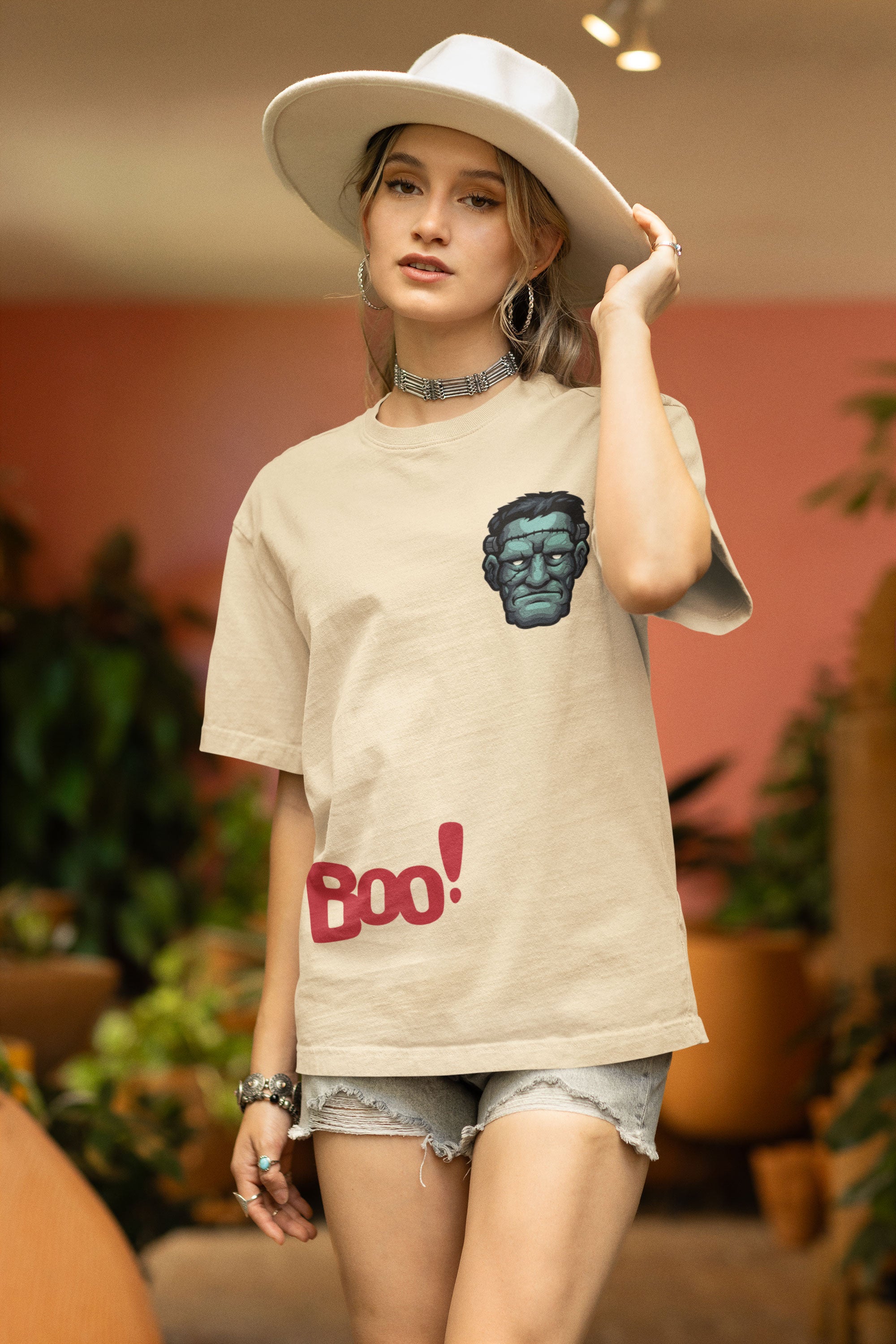 Frankenstein Boo! Unisex T-Shirt (Oversized)