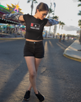 Need Chai Text Black Crop Top