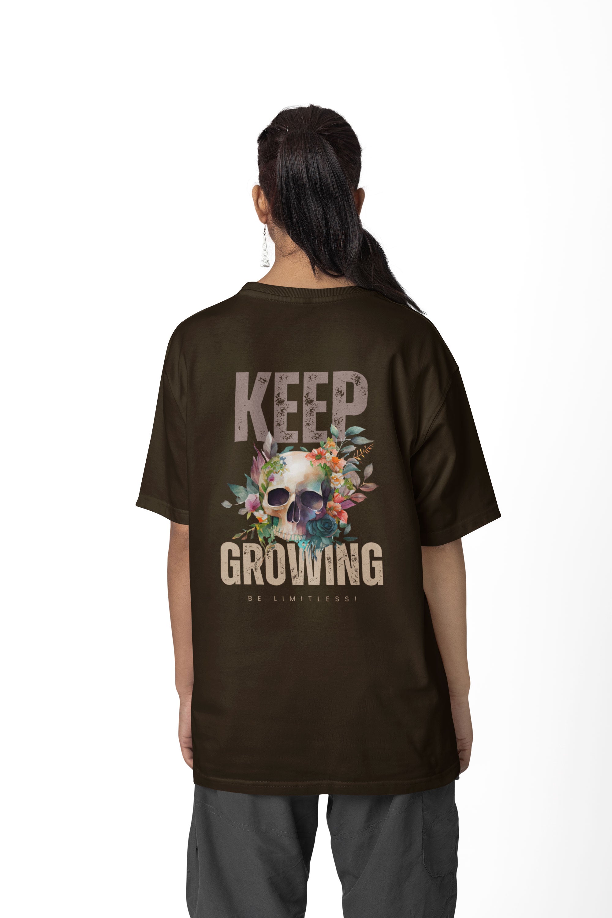 Flowery Skull Positive Quote Unisex T-Shirt (Oversized)