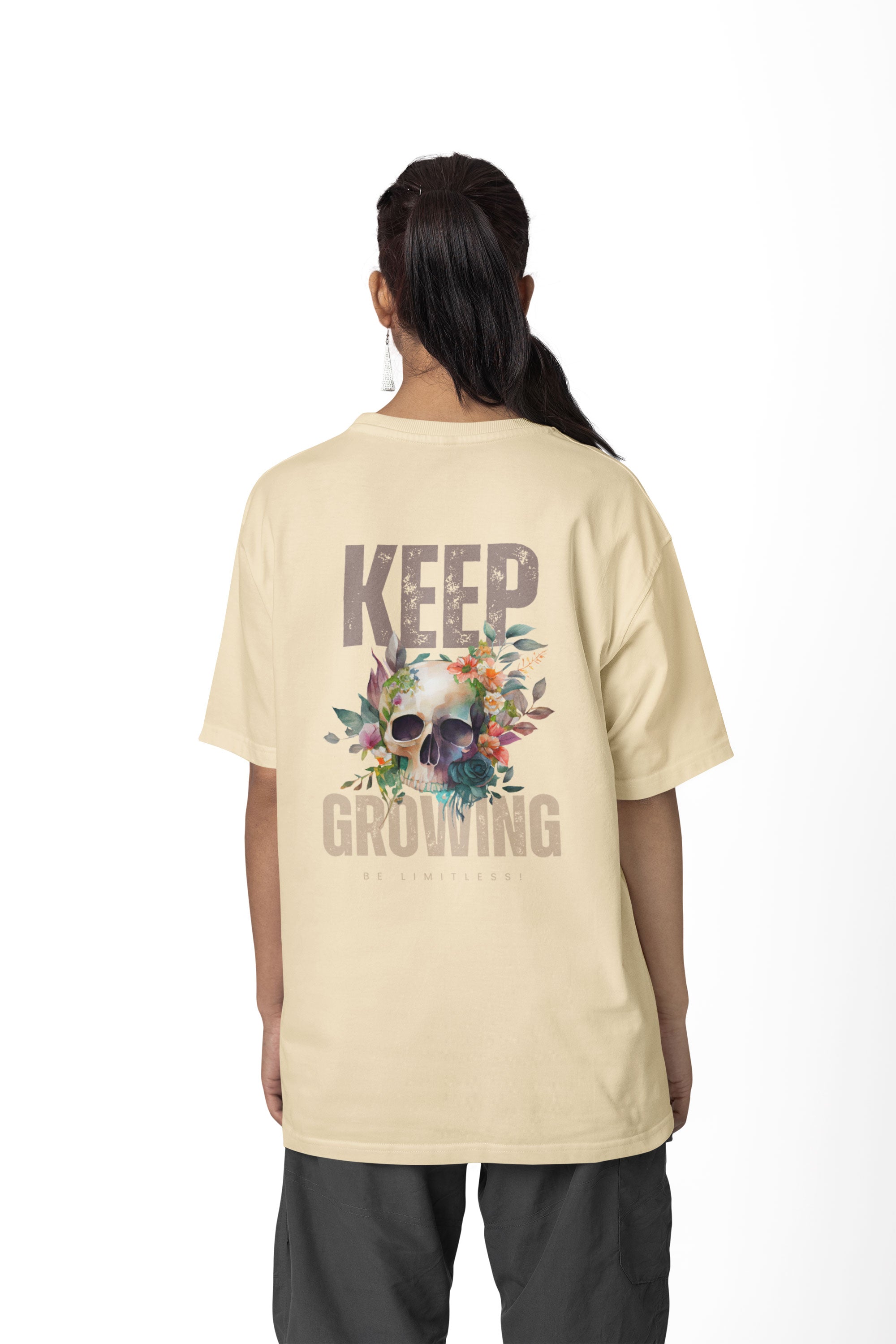 Flowery Skull Positive Quote Unisex T-Shirt (Oversized)