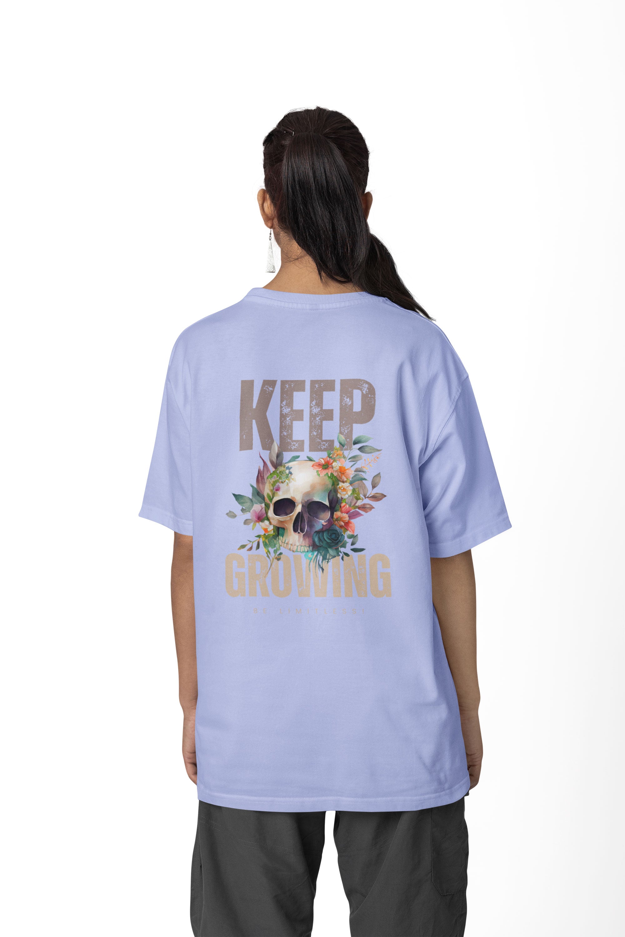 Flowery Skull Positive Quote Unisex T-Shirt (Oversized)