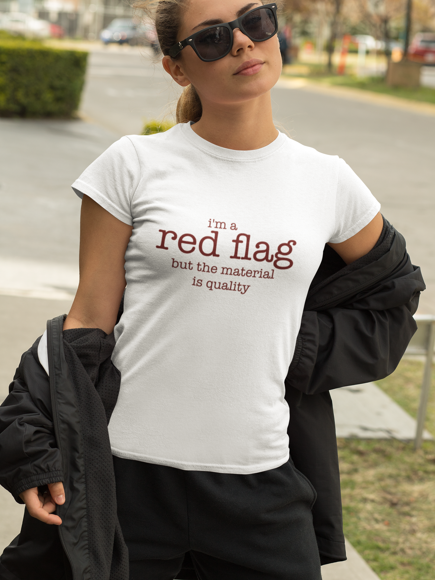 Red Flag Text T-Shirt