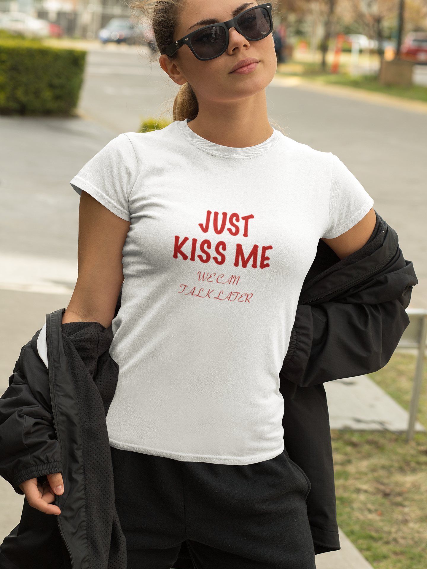 Just Kiss Me Text T-Shirt