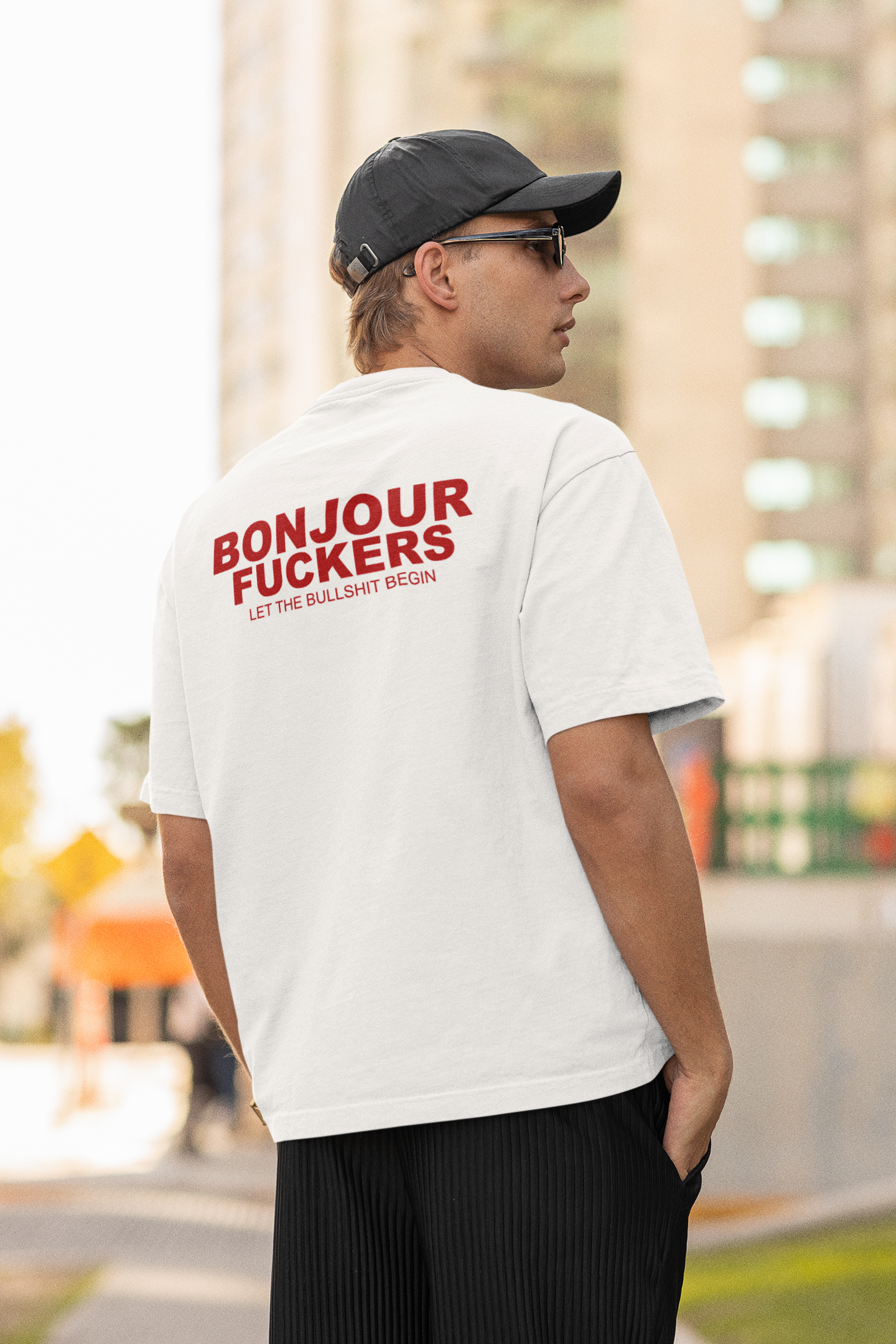 Bonjour Fuckers Text T-Shirt