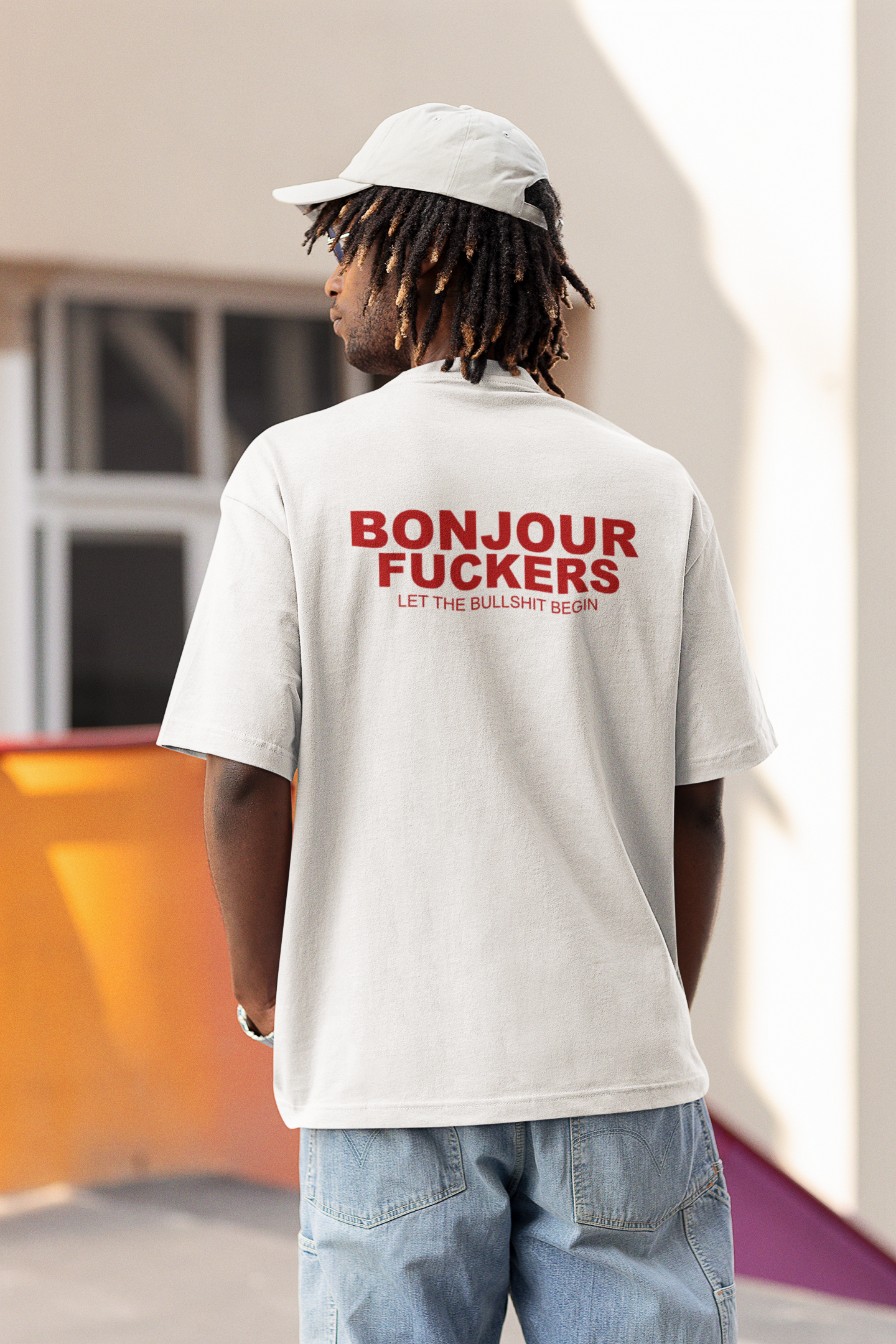 Bonjour Fuckers Text T-Shirt