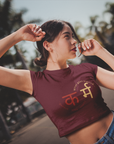 Karm Hinglish Text Cherry Red Crop Top