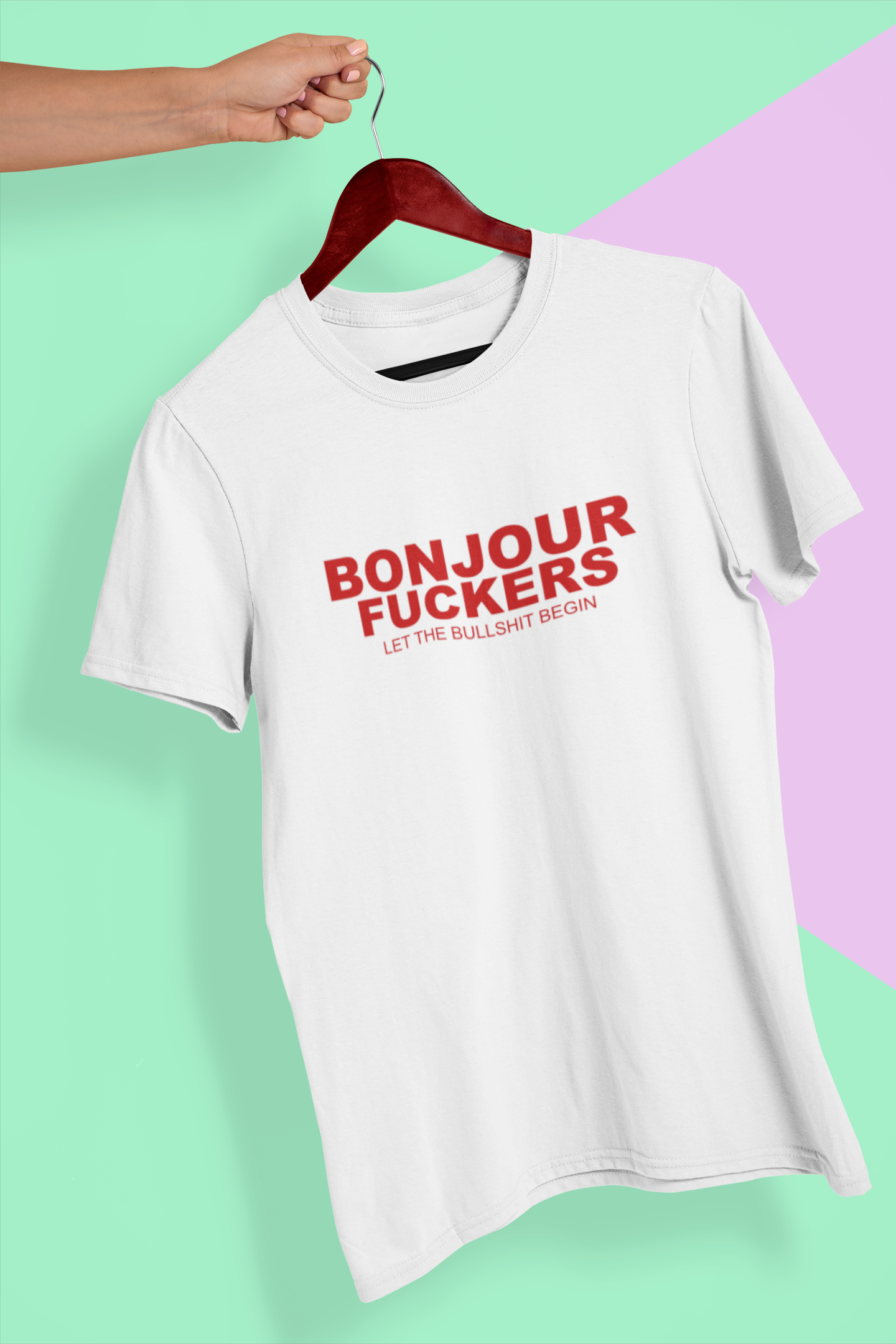 Bonjour Fuckers Text T-Shirt