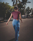 Karm Hinglish Text Cherry Red Crop Top