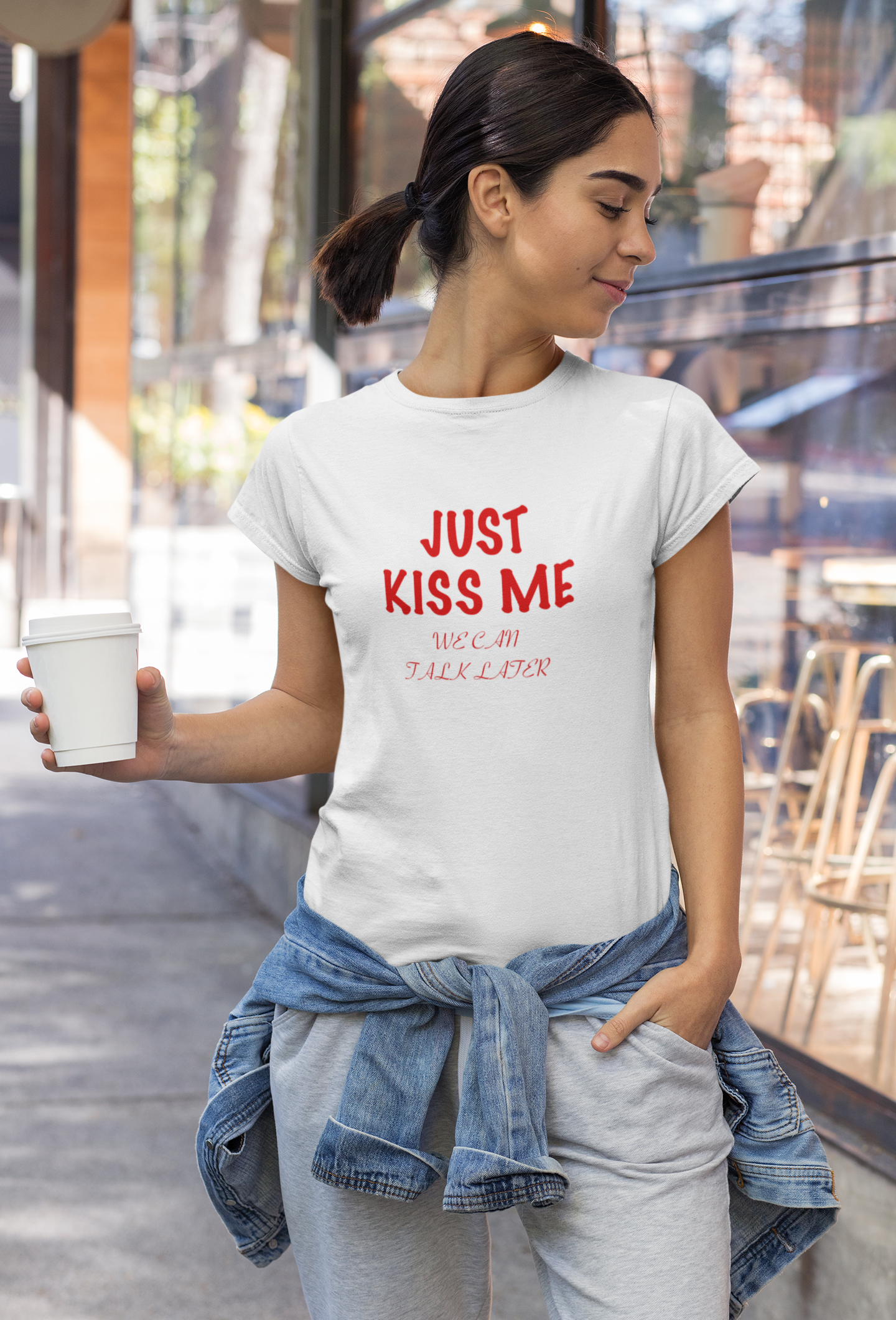 Just Kiss Me Text T-Shirt